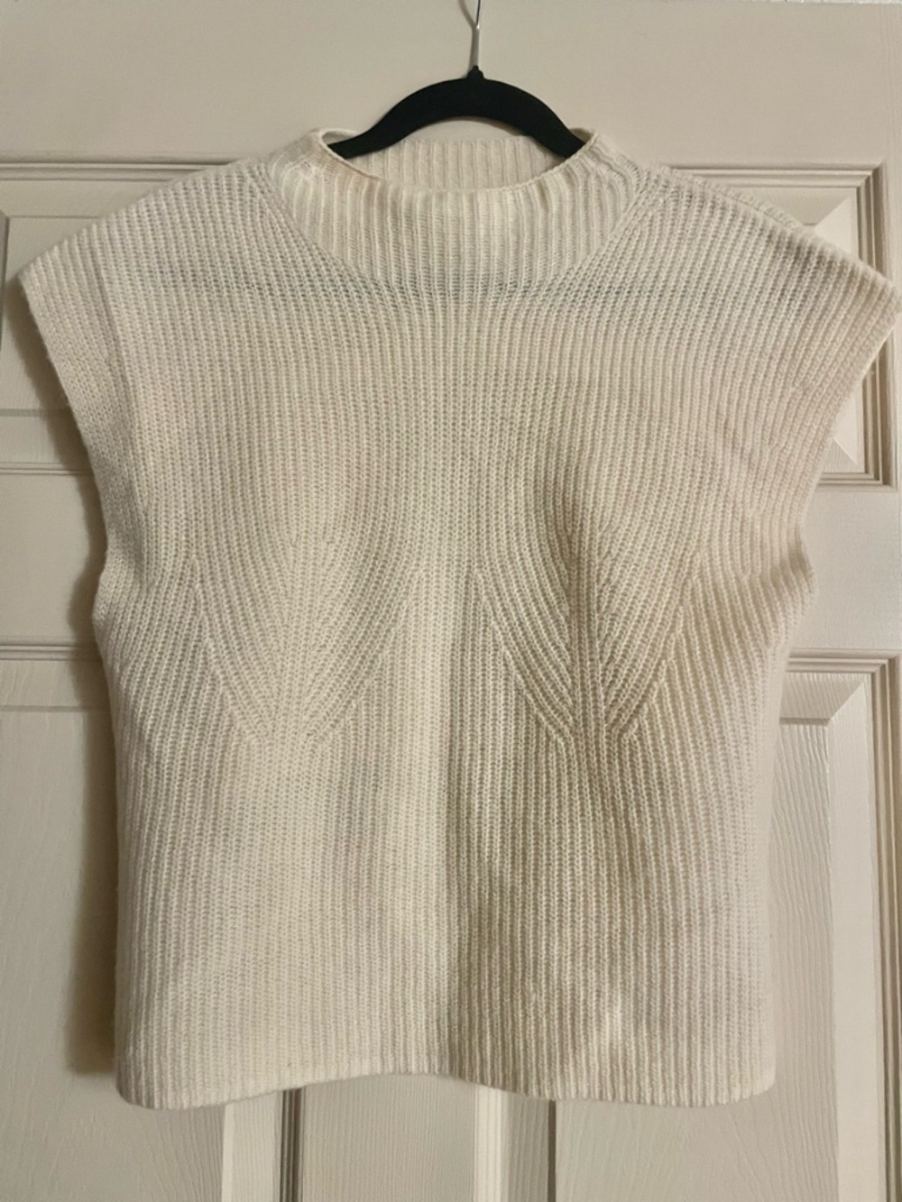 Maeve Anthropologie Cream Sleeveless Ribbed Turtleneck Sweater